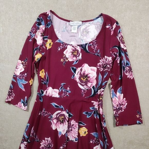 Planet Gold Juniors Floral A-line Dress #4 - Picture 1 of 5